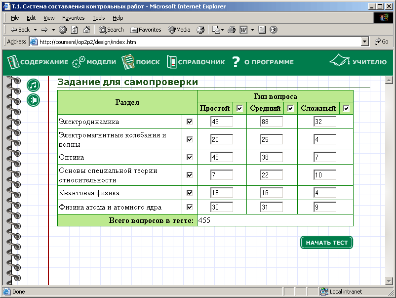 Составить проверочную работу